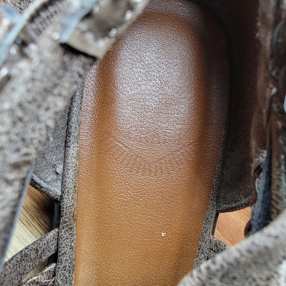 True Craft Epic Cutout Shortie Booties Bronze Metallic Braided Size 7.5 - Picture 11 of 14